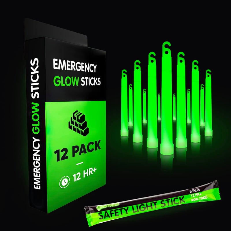 Glow Mind Emergency Glow Sticks with 12 Hours Duration, Individually Wrapped Industrial Grade Glowsticks for Survival Gear, Camping Lights, Power Outages and Military Use - Image 1